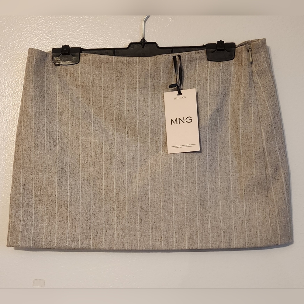 MANGO Pinstriped wool skirt